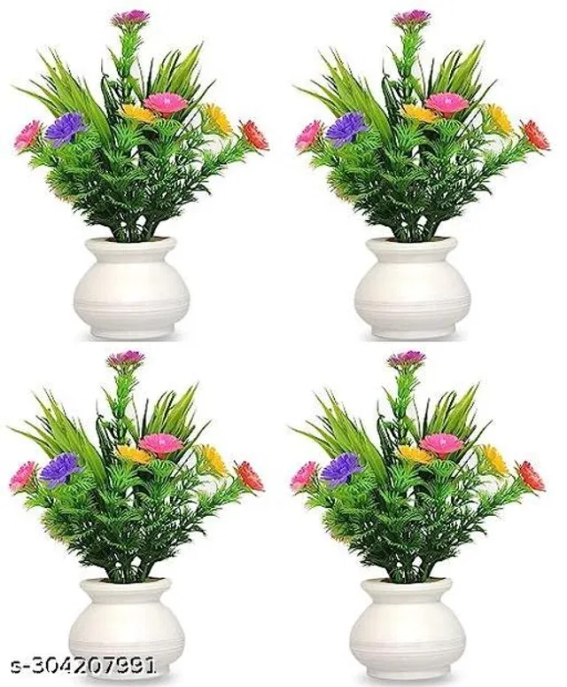 Plastic Artificial Flower (Multicolor, Pack of 4)