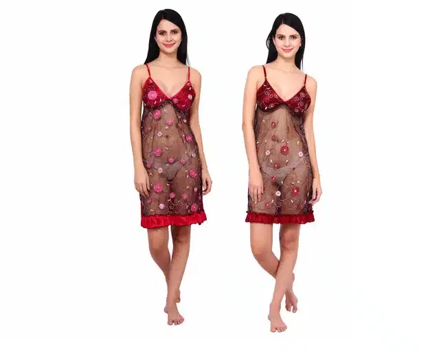 Babydolls for Women (Pink & Maroon, Pack of 2)