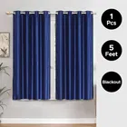 Polyester Blackout Plain Blue Window Curtain 5ft Pack of 1