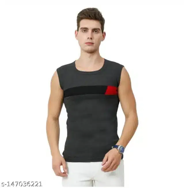 Gym Vests for Men (Dark Grey, L)