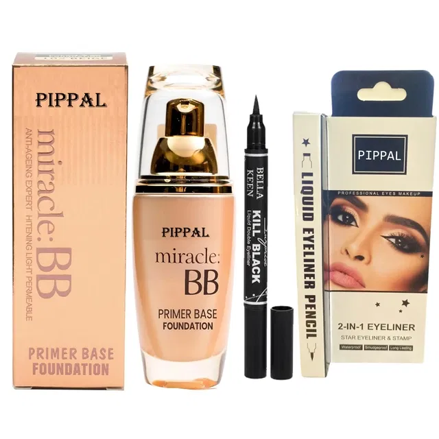 Pippal Mirecle B.B. Primer Base Foundation (60 ml) with Eyeliner (6 ml) (Set of 2)