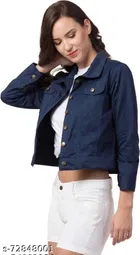 Denim Jacket for Women (Navy Blue, XL)
