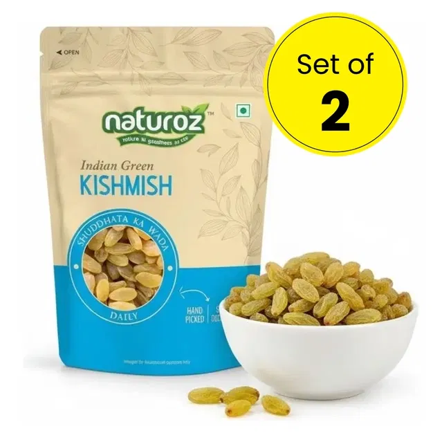 नैचुरोज़ इंडियन ग्रीन किशमिश डेली 2X500 g (सेट ऑफ 2)