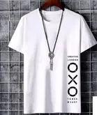 Round Neck Printed T-Shirt for Men (White, M)