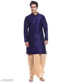 Cotton Solid Kurta with Dhoti for Men 