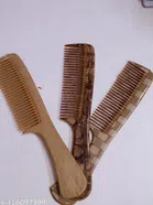 Plastic Hair Comb (Brown, Pack of 3)