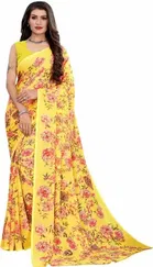 कनूड़ा फैंसी विमेंस जॉर्जेट फ्लावर प्रिंटेड साड़ी 