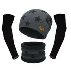Woolen Printed Cap & Neck Warmer with Arm Sleeves for Men 