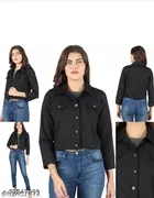 Denim Jacket for Women (Black, XL)