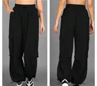Loose Fit Solid Trackpants for Women (Black, 28)