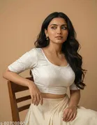 Lycra Ready Made Blouse for Women, White 