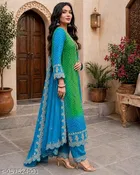 Salwar Suit With Print Embroidery and Dupatta for Women 