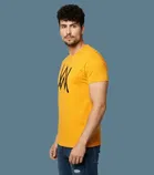 Polyester Printed T-Shirt for Men, Mustard 