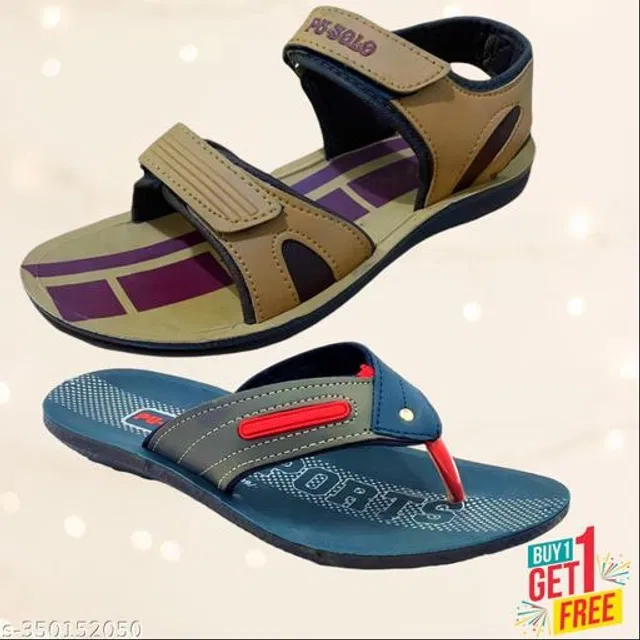 Sandal with Flipflop for Men (Multicolor, 6) (Pack of 2)