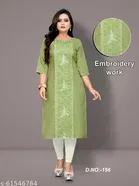 Floral Embroidered Cotton Blend Kurti for Women 