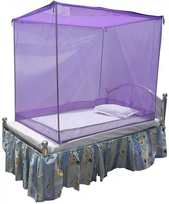 Polyester Single Bed Mosquito Net (Purple, 6x3 feet)