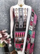 Embroidered Synthetic Crepe Punjabi/All Over Suits Semi-Stitched Suits 