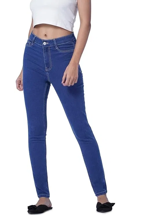 Denim Skinny Fit Jeans for Women (Blue, 36)