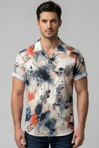 Geometric Print Cotton Shirt for Men 