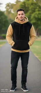 Fleece Solid Hoodie for Men, Brown & Black 