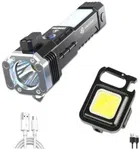 Rechargeable Torch & Mini Flashlight with Bottle Opener Combo (Pack of 2) (Black, 3 W)