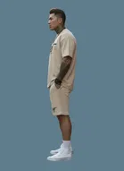Polyester Printed Co-Ord Set for Men, Beige 