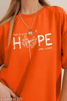 Cotton Blend Printed T-shirt for Women, Orange 