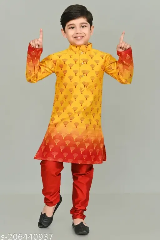 NFC Creation Boys Kurta Sets (Fade_243_Yellow_Pyjama_16, 4-5 Years)
