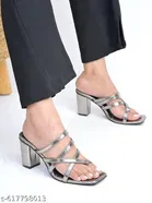 Shoetopia Grey Heel Sandals 