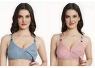 Cotton Blend Solid Non Padded Feeding Bras for Women 
