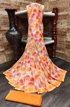 Kanooda Prints Georgette Women Saree With Un-stitched Blouse 