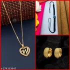 Combo of Pendant with Thread Bracelet & 1 Pair Earrings for Women 