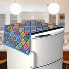 PVC Printed Fridge Top Cover with 3 Pcs Shelf Mats & Handle Cover 