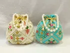 Handcrafted Embroidered Silk Potli Bag, Multicolour, Pack of 2