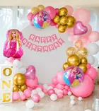 Barbie Theme Birthday Balloon Decoration Kit For Kids, Multicolor, Pack Of 79