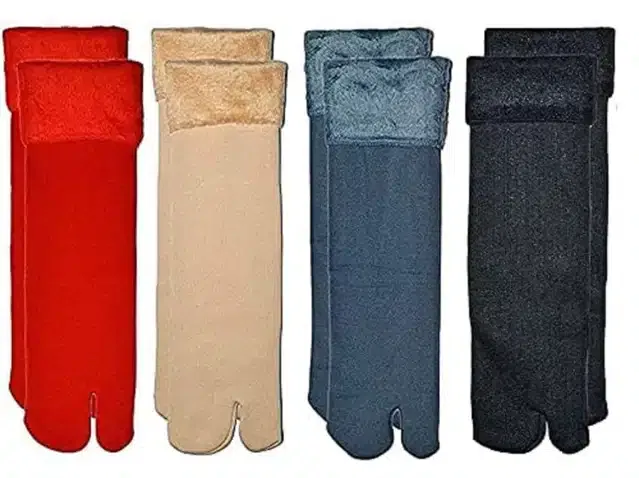 Thermal Thumb Socks for Womens & Girls (Multicolor, Set of 4)