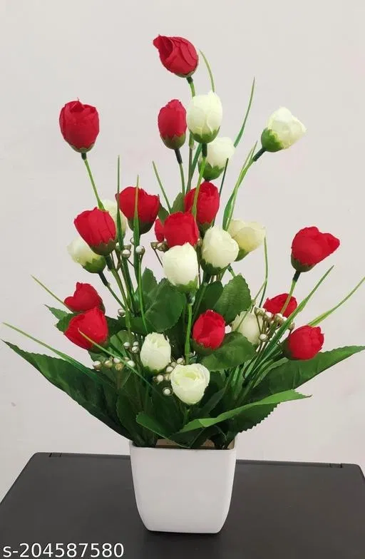 Plastic Artificial Flower With Pot,Multicolour