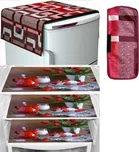 PVC Fridge Top Cover with 6 Utility Pockets & Handle Cover with 3 Pcs Shelf Mats 