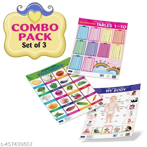 Bookford Publications My small chart My Body, Vegetables & Tables (Set of 3)
