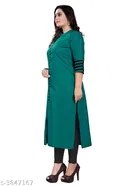 Solid Cotton A-line Kurti with Pom-Pom for Women 