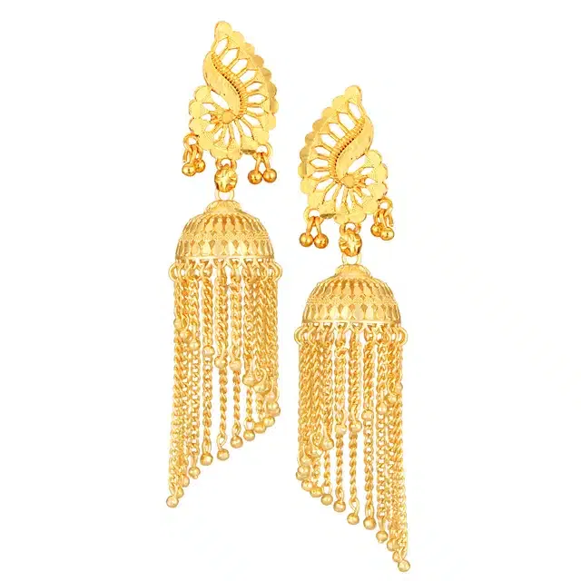 Oxidised Alloy Gold Plated Earrings for Women (Gold, Set of 1)