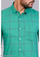 Cotton Blend Checkred Shirt for Men, Green 