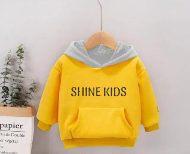 Light Fleece Printed Hoodie for Kids, Yellow (9-10 Years)