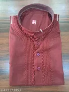 Show Button Mandarin Neck Kurta for Men 