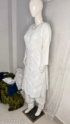Cotton Chikankari Short Kurti for Women, White 