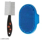 2 in 1 Massage Brush with Hair Straightening Brush for Pet (Multicolor, Set of 2)