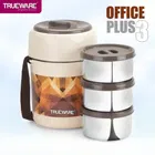 ट्रूवेयर ऑफिस प्लस 3 BPA फ्री प्लास्टिक लंच बॉक्स विथ 3 स्टेनलेस स्टील कंटेनर्स 300 ml x 2, 200 ml x 1