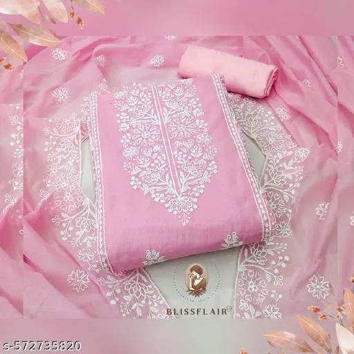 Cotton Punjabi/All Over Suits Semi-Stitched Suits for Women (Pink, Un Stitched)