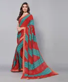 Women's Designer Georgette Printed with lace Saree with Blouse Piece 