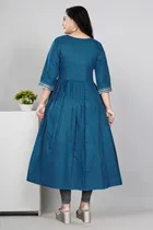 Zari Embroidered Cotton Blend Anarkali Kurti for Women 